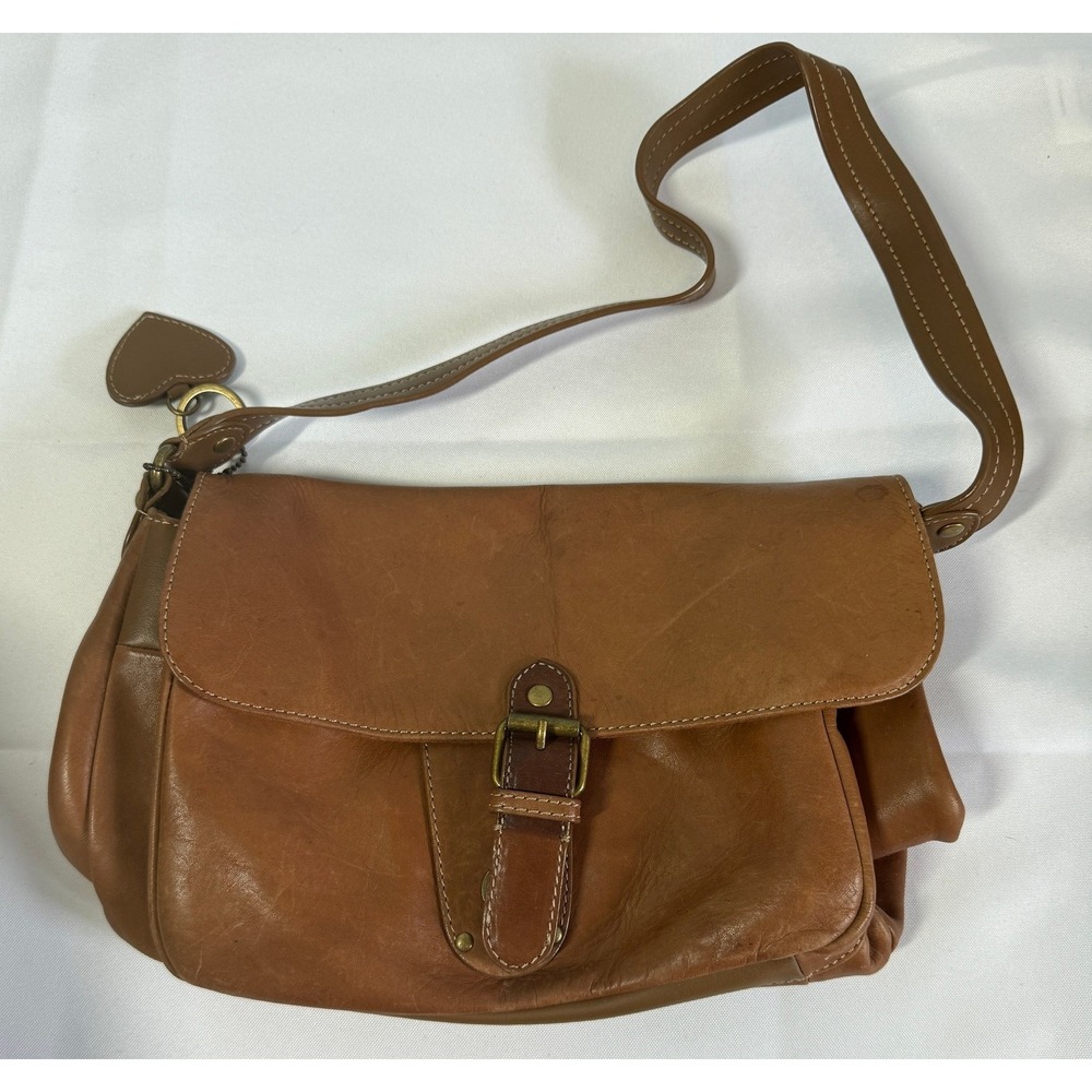 Apostrophe Womens Leather Shoulder Bag Purse Small Brown Buckle Flap 12x8x4 Y2K